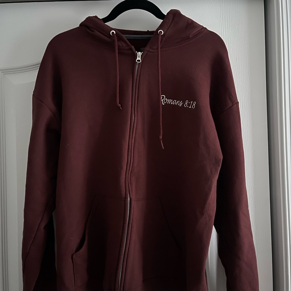 Custom Romans 8:18 Verse Maroon Zip-Up Hoodie